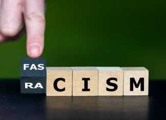 The Rise of Extremist Views in the 21st Century: How Children Are Key to Breaking or Maintaining the Cycle of Violence Cubes form the words racism and fascism. Symbol that racism leads to fascism.