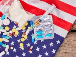 How Meth Became an Epidemic in America, and What’s Happening Now that it’s Faded From the Headlines drugs on american flag