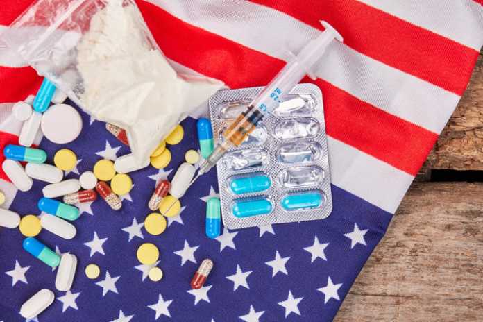 drugs on american flag